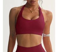 Soutien-Gorge De Sport Sans Couture Pour Femmes,Col Licou,Bretelles,Rembourré,Dos Ouvert,Haut De Yoga,Soutien Moyen,Haut Court De Gymnastique.Angola Red.L