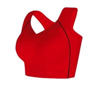 Soutien-gorge de sport sans coutures pour femme - Absorption des chocs - Effet push-up sans armatures - Parties latérales élargies pour les femmes actives, rouge, 60-70 KG