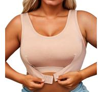 Soutien-Gorge de Sport sans Fil Confortable pour Un Usage Quotidien Nouvelle Taille Plus Fermeture Avant Support Dorsal réglable Conception sans Couture Parfait pour Toutes Les Saisons (Beige- XXXL)