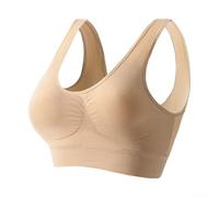 Soutien-gorge de sport toutes saisons pour femme avec coussin de poitrine et élasticité modérée, convient pour la course, les loisirs, les vacances et les vacances (taille L, beige)