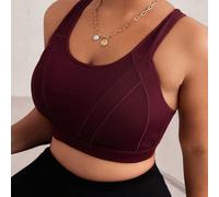 Soutien-gorge de sport une pièce avec armature pour femmes grandes tailles, avec dos nageur réglable, soutien à impact élevé pour le Nouvel An chinois 1XL,2XL,3XLUnicoloreÉtoffe