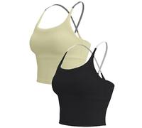 Soutien-Gorge de Sport Yksaix pour Femme - Débardeur d'entraînement croisé dans Le Dos, léger et Court (2 PCS-E,TG)