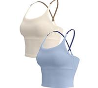 Soutien-Gorge de Sport Yksaix pour Femme - Débardeur d'entraînement croisé dans Le Dos, léger et Court (2 PCS-C,TG)