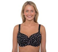 Soutien-gorge de tous les jours à armatures pour femme - Grande taille 34-46 - Bonnets D-J, Cœurs noirs., 110G