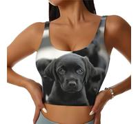 Soutien-gorge de yoga imprimé chien chiot, soutien à fort impact, design longline, pour le fitness, la course et plus encore
