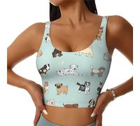 Soutien-gorge de yoga imprimé chien, soutien à fort impact, design long, pour le fitness, la course à pied et plus encore