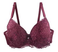 Soutien Gorge Dentelle avec Armature Sexy Soutien Gorge Balconnet Push up rembourré Brassiere Femme Grande Taille reglable Bretelle Soutien-Gorge Push-Up Quotidien Classiques Bra (Red, 110D)