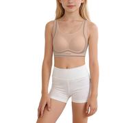 Soutien-Gorge d'entraînement pour Adolescentes sans Armatures et sans Coutures Extensible et Confortable pour Le Sport l'école et la Vie Quotidienne (Khaki-A, 12-13 Years)
