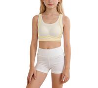 Soutien-Gorge d'entraînement pour Adolescentes sans Armatures et sans Coutures Extensible et Confortable pour Le Sport l'école et la Vie Quotidienne (Beige-A, 15-16 Years)