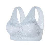 Soutien-Gorge d'été en Soie glacée sans Couture Soutien-Gorge de beauté sans Anneau en Acier sous-vêtement en Dentelle Gilet de Sport Confortable pour Femme (Grey, L)
