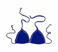 Soutien Gorge Dos Forte Poitrine Brassiere Femme Maillot Bain Crochet à La Main Couleur Unie pour Femmes Haut Bikini Maillot Bain Euraméricain Soutien Gorge sans Bretelles Vetements Dentelle Blue S