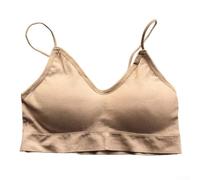 Soutien-gorge dos nu élégant pour femme avec bretelles fines et coussinets de poitrine rembourrés, parfait pour un look lisse (XL abricot)