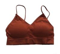 Soutien-gorge dos nu élégant pour femme avec bretelles fines et coussinets de poitrine rembourrés, parfait pour un look lisse (M Caramel)
