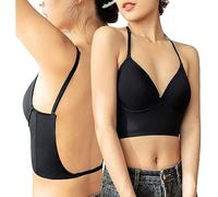 Soutien-Gorge Dos Nu Femme Push-Up Deep-U Plunge Armatures Multiposition Amovible Bra Dos en Forme Bretelles Convertibles Invisible Bas du Dos