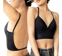 Soutien-Gorge Dos Nu Push-Up Deep-U Plunge Armatures Multiposition Amovible Bra Forme Bretelles Convertibles Invisible Bas du Dos pour Femme