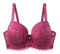 Soutien-gorge en acier pour femme avec anneaux en acier - Soutien-gorge en dentelle pour grandes poitrines - Couverture complète - Couleur unie - Confortable - Bretelles réglables - Soutien-gorge