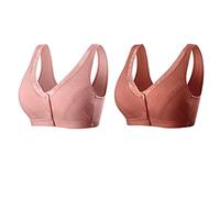 Soutien-Gorge en Coton pour Femmes de Taille Moyenne âgée, 2 pièces, Fermeture Frontale sans Fil, Soutien-Gorge de Sommeil, Couverture complète, Haut de Sport