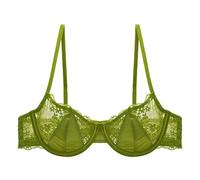 Soutien-gorge en dentelle à armatures pour femme - Couverture complète - Non doublé - En coton - Coupe balconnet invisible - Pour robe t-shirt, Vert, 64