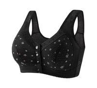 Soutien-gorge en dentelle avec boucle latérale avant pour femmes, sans anneau en acier, mouvement sans couture, réglage de la collecte, Yoga, sommeil, grand soutien-gorge Ensemble Wc (Black, 44)