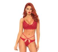 Soutien-gorge s/m leg avenue 2 pièces avec double string tiranta - Taille: L/XL, Couleur: Rouge