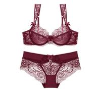 Soutien-Gorge en Dentelle Florale pour Femmes Soutien-Gorge Ultra-Fin en Maille brodée et Transparente avec Armature (80B,Rose)