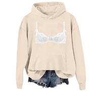 Soutien-Gorge en Dentelle pour Femme, Pull d'hiver à Capuche imprimé | Pull Avec Ecriture Jacquard Top Fantaisie Plus Poche Vetement Mariniere Hawaienne Couverture Poilu Tissu