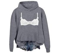Soutien-Gorge en Dentelle pour Femme, Pull d'hiver à Capuche imprimé | Pull Avec Ecriture Jacquard Top Fantaisie Plus Poche Vetement Mariniere Hawaienne Couverture Poilu Tissu