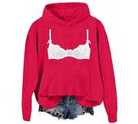 Soutien-Gorge en Dentelle pour Femme, Pull d'hiver à Capuche imprimé | Pull Avec Ecriture Jacquard Top Fantaisie Plus Poche Vetement Mariniere Hawaienne Couverture Poilu Tissu