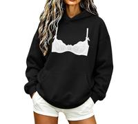 Soutien-Gorge en Dentelle pour Femme, Pull d'hiver à Capuche imprimé | Pull Avec Ecriture Jacquard Top Fantaisie Plus Poche Vetement Mariniere Hawaienne Couverture Poilu Tissu