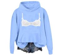 Soutien-Gorge en Dentelle pour Femme, Pull d'hiver à Capuche imprimé | Pull Avec Ecriture Jacquard Top Fantaisie Plus Poche Vetement Mariniere Hawaienne Couverture Poilu Tissu