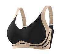 Soutien-gorge en gelée pour femme, sans armatures, confortable, super froncé, sans fil, poitrine affaissée, blanc rembourré, Noir , XXL