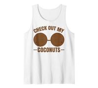 Soutien-Gorge en Noix de Coco pour Adulte Inscription Check Out My Coconuts Shell Débardeur, Homme, Blanc, M