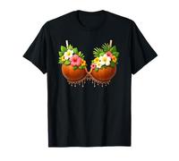 Soutien-gorge en noix de coco pour Halloween, costume de bricolage amusant d'été hawaïen T-Shirt