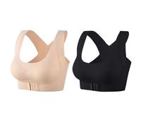Soutien-gorge Femme 2 Pack Dropshipping Soutien Gorge pour Femmes Sans Couture Push Up Anti-Choc Sport Soutien Fitness Gilet Sous-vêtements Corset Dos Soutien, Noir , XL