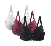 Soutien-gorge femme avec armatures ensemble de 3 soutiens-gorge push-up dentelle : ultra fin respirant soutien-gorge classique sous-vêtements transparents élégant bustier col en V soutien-gorge doux