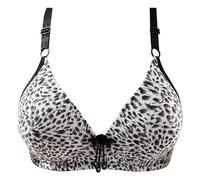 Soutien-Gorge Femme Confortable Brassière, imprimé léopard Mode Sexy Mince Grande Taille Push Up Paire affaissement sous-vêtements sans à Armatures (Grey 36)
