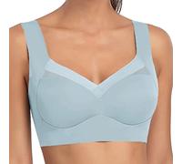 Soutien Gorge Femme Élégant Et Chic Brassiere, 2 Pièces Dentelle Plus La Taille sous-Vêtements Bralette Crop Top Sexy Top Push Up Lacé (Light Blue L)