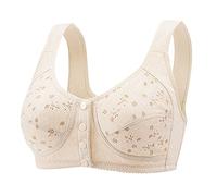 Soutien Gorge Femme Ouvert Devant sans Armature Grande Taille Push Up Support Haut Anti Brassière Ptose Confort Quotidien Doux Et Confortable Lingerie Bretelles Réglables Bra Beige 85B