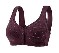 Soutien Gorge Femme Ouvert Devant sans Armature Grande Taille Push Up Support Haut Anti Brassière Ptose Confort Quotidien Doux Et Confortable Lingerie Bretelles Réglables Bra Violet 85B