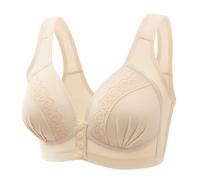 Soutien Gorge Femme Ouverture Devant Brassière Tous Les Jours Grande Taille sans Armature Push Up Sport Bra Confortable Respirant Brassière Femme Dentelle Yoga Sleep Lingerie Sexy (Beige, 42)