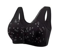 Soutien-Gorge Fermeture Devant Femme sans Armatures Minimiseur Push Up Grandes Tailles Bonnet Complet Support Haut Anti Brassière Larges Bretelles Bra Confortable Lingerie Le Noir M