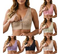 Soutien Gorge Fermeture Devant sans Armature Push Up Sexy, Brassière Coton Femme Grande Taille Maintien Imprimé Dentelle pour Facile À Porter Au Quotidien
