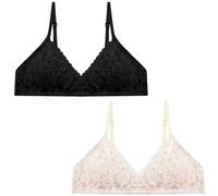 Soutien-Gorge Filles Adolescentes Puberté,Fille Brassières de sans Armatures,Doux Bra Gilet,sans Couture,sous-vêtements Respirants,Bustier de Sport,2 Pack,Noir Beige,M