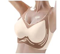 Soutien-gorge fin sans couture pour femme - Soutien doux - Grande poitrine - Petit bonnet fixe - Respirant, beige, XXL