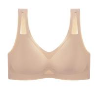 Soutien-gorge fin sans coutures en latex pour réduire visuellement les grosses seins avec fronces latérales, style gilet, soutien-gorge de sport design, beige, M