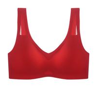 Soutien-gorge fin sans coutures en latex pour réduire visuellement les grosses seins avec fronces latérales, style gilet, soutien-gorge de sport design, rouge, M