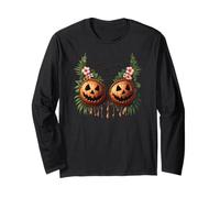 Soutien-gorge hawaïen en coquille de noix de coco citrouille Jack O Lantern Halloween Manche Longue