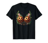Soutien-gorge hawaïen en coquille de noix de coco citrouille Jack O Lantern Halloween T-Shirt