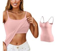 Soutien-gorge intégré de printemps à col rond sans manches avec soutien-gorge intégré solide basique mignon tendance débardeurs athlétiques dos nu 2025 Y2K sortie mode décontractée femme, rose, XL