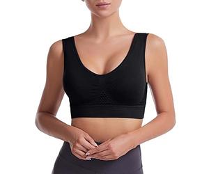 Soutien Gorge Invisible Sport Femme Blanc Perko Soutien-Gorge Allaitement Nuit sans Couture Grossesse Coussinets Amovibles Armature avec Grande Taille Percko Le Noir 3XL